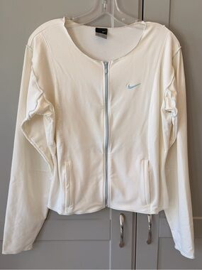 Nike Y2K Dri-FIT Cream Baby Blue Full Zip Scoop Neck Jacket Women’s L 12/14